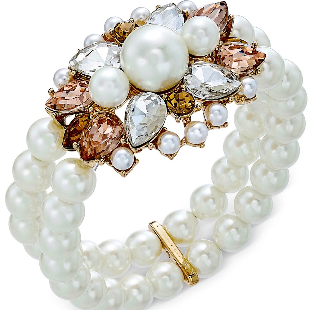 Charter Club Stone Imitation Pearl Stretch Bracelet
